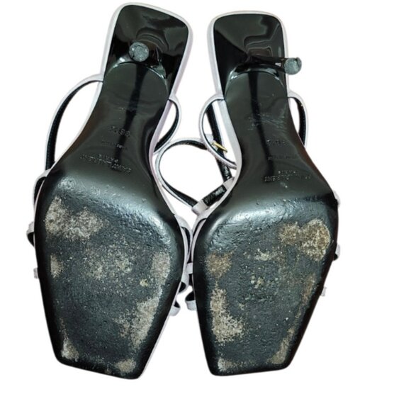 Saint Laurent Paris Satin Strappy Heels Light Lavender Black 36.5 EU - Picture 11 of 15